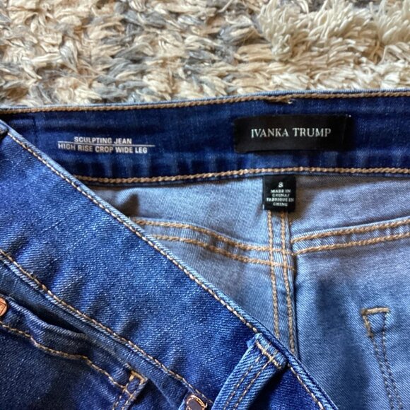 Ivanka Trump High Rise Crop Wide Leg Sculpting Jean Dark Wash Women’s Size 8 - Picture 3 of 8